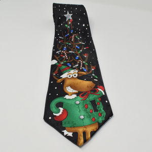 Holiday Reindeer Tie Hallmark Christmas Novelty Office Party Anthropomorphic Fun